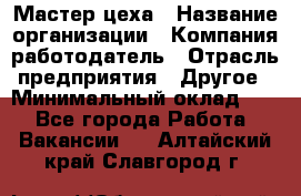 Мастер цеха › Название организации ­ Компания-работодатель › Отрасль предприятия ­ Другое › Минимальный оклад ­ 1 - Все города Работа » Вакансии   . Алтайский край,Славгород г.